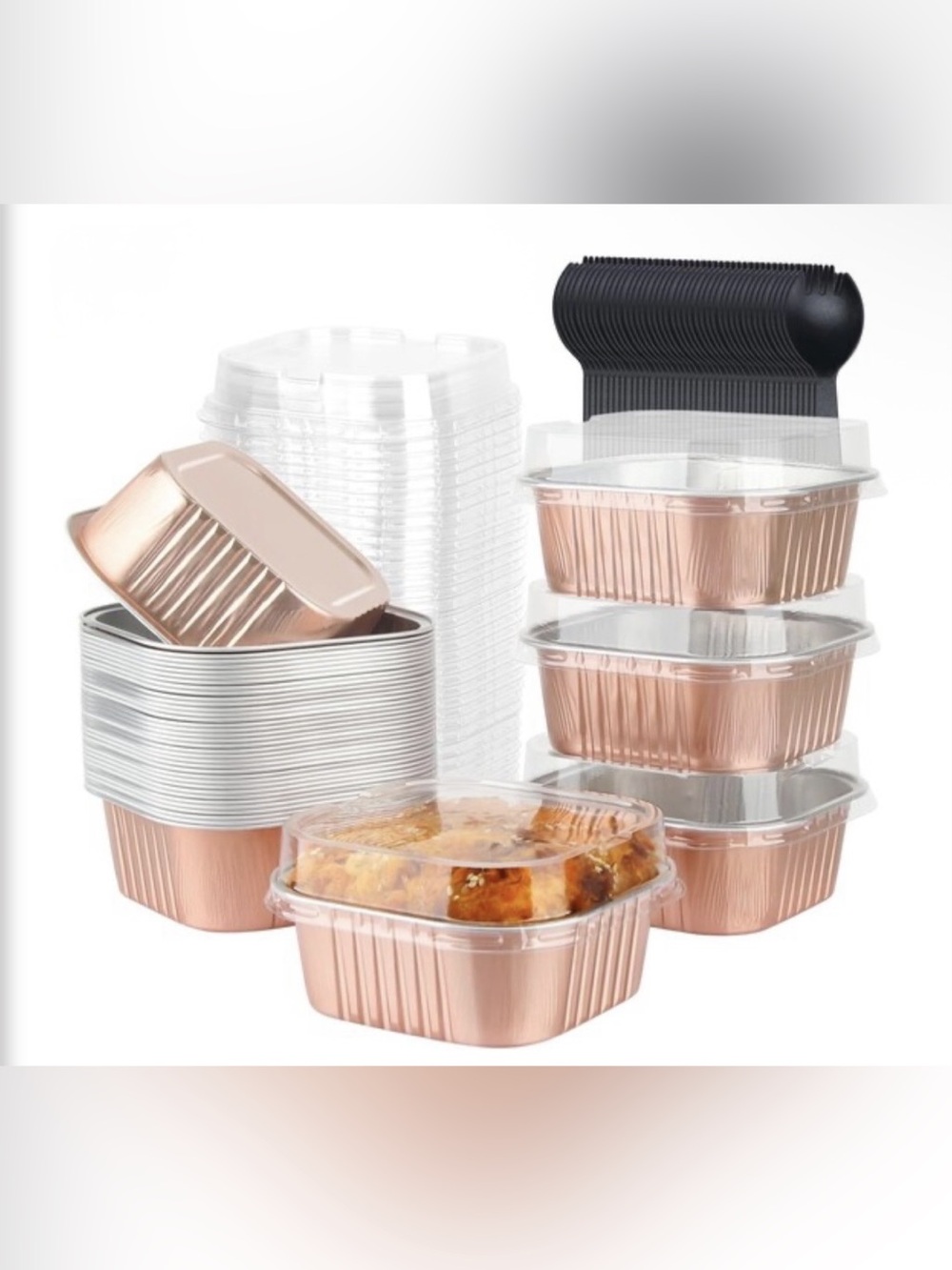 LNYZQUS 40 Pack 10oz Disposable Mini Cake Pans with Lids and Spoons